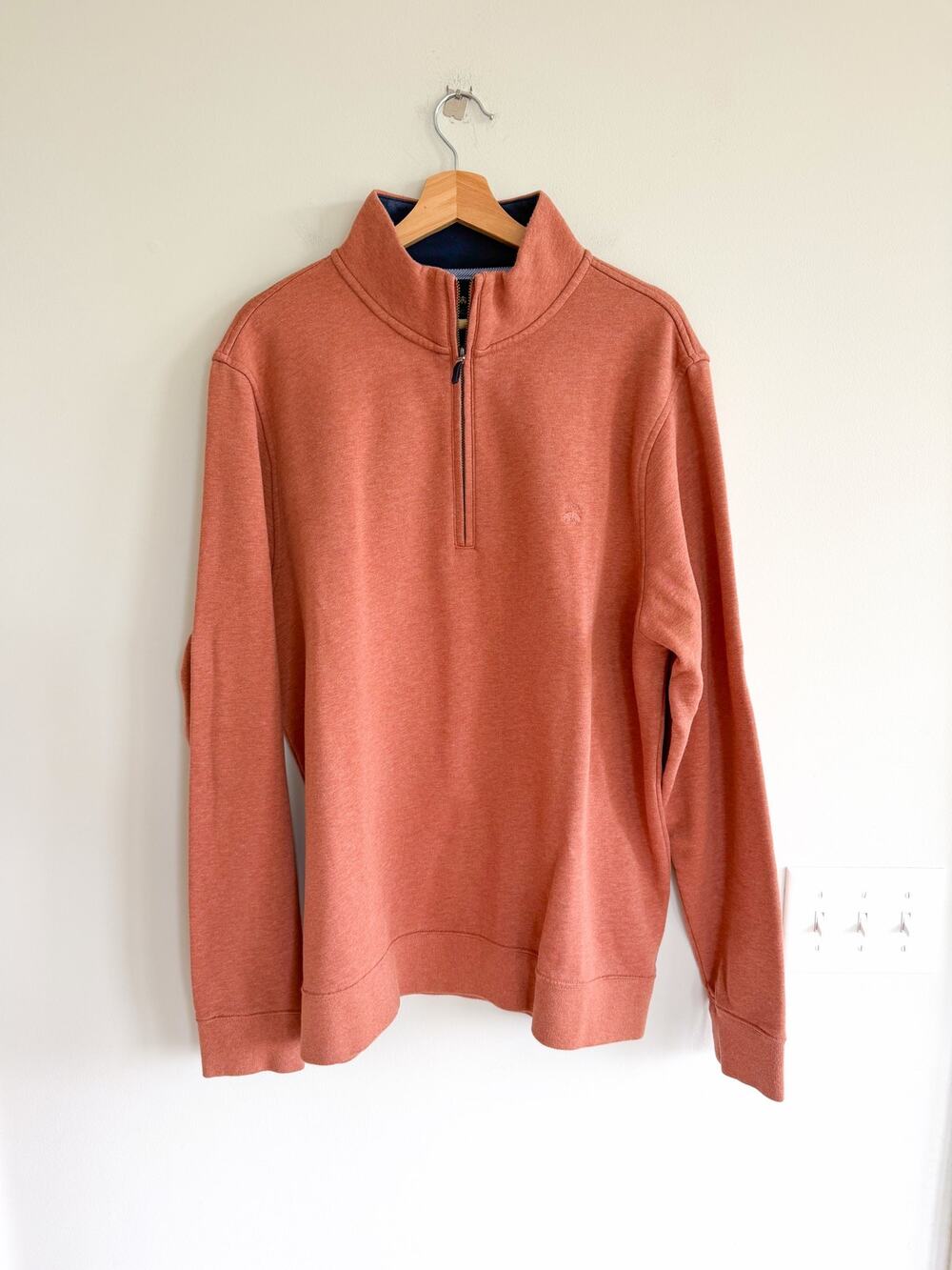 Brooks Brothers 1/4 Zip Cotton Pullover Sweatshirt Rust Orange XL